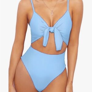 NWOT BLUE ONE PIECE SWIMSUIT CUTOUT CENTER BIKINI SIZE M